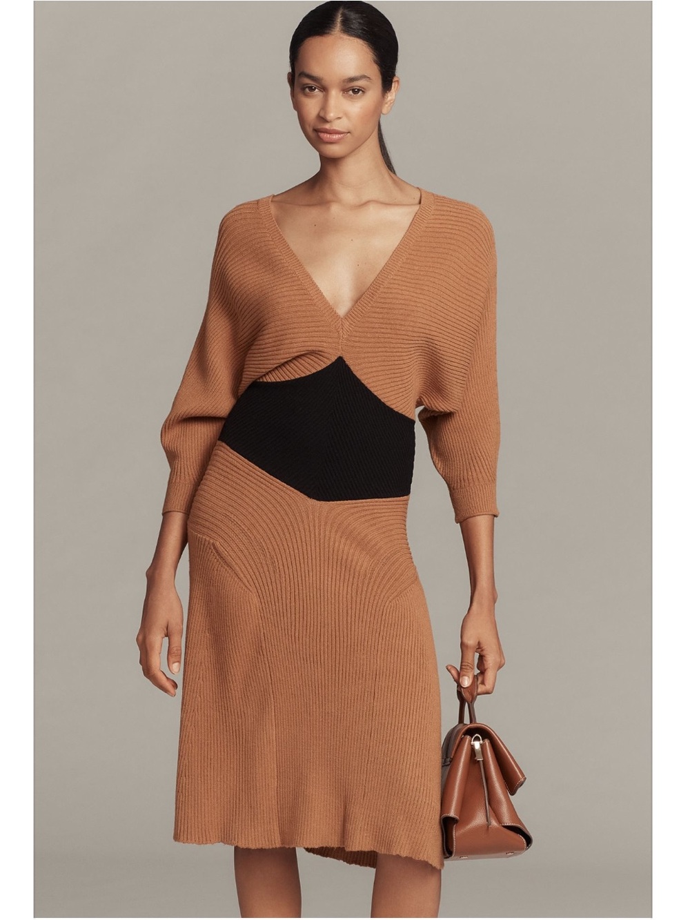 Nwt smocked waist ribbed sweater dress